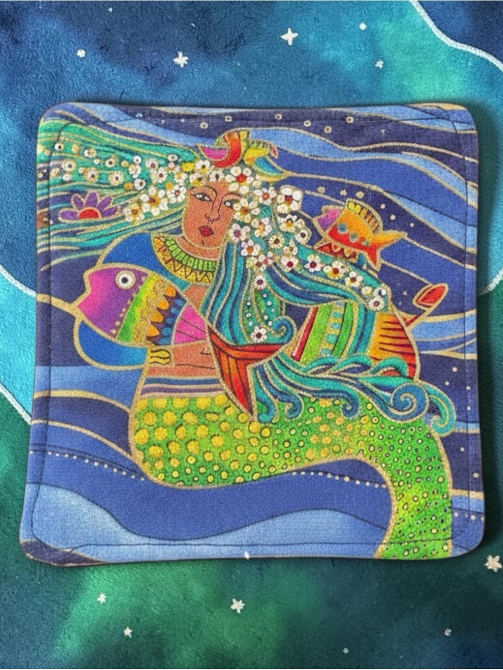 Colorful Mermaid Art Coaster Set - Multicolor